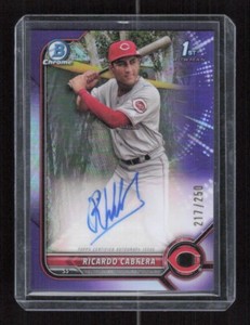 2022 Bowman Chrome #CPA-RC Ricardo Cabrera 1st Purple Auto #'d /250