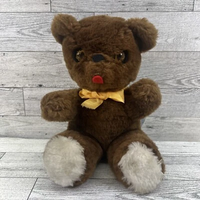Vtg Knickerbocker Animals of Distinction Plush Teddy Bear Amber Starburst Eyes - Image 1 of 4