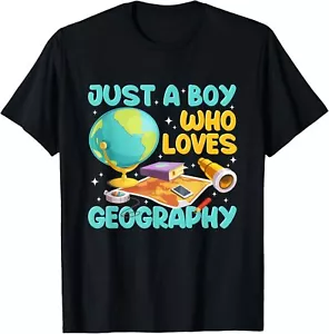 Just A Boy Who Loves Geography Kids Science Geology Lover T-Shirt Hoodie - Picture 1 of 14
