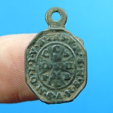 ST BENEDICT CROSS PATRON EXORCISM PROTECTION MEDAL OLD COLONIAL TIMES 17 CENTURY