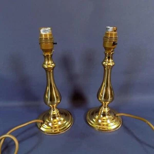 B&Q Polished Brass Candlestick Table Lamps x 2 - Picture 1 of 6