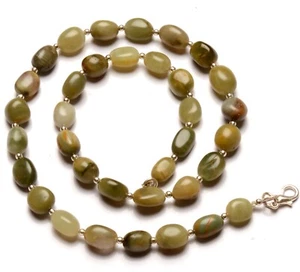 Collar de cuentas pepita de varios tamaños gemas ojo de gato crisoberilo indio natural 17" - Imagen 1 de 8