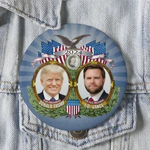 Donald Trump JD Vance Button 2024 Political Button President Pin Badge Election - Picture 1 of 3