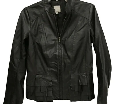 Chaqueta bomber halógena pequeña de cuero negra forrada ligera Foto 1 de 4
