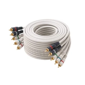 Python SUPERIOR GRADE HD Component Audio/Video Cable 5 RCA to 5 RCA 12ft Ivory - Picture 1 of 5