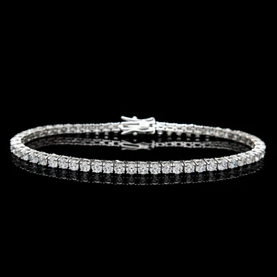 Brazalete Tenis Plata de Ley 925 4mm Diamante Simulado Corte Redondo 12.00TCW Foto 1 de 4