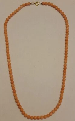 Colar de miçangas vintage 18k natural pele de anjo branco e rosa coral 5,5 mm "21 - Imagem 1 de 4