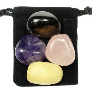 INNER PEACE Set Guarigione Cristallo Caduto = 4 Pietre + Sacchetto + Scheda Descrizione - Foto 1 di 2