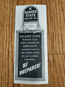 Quaker State Motor Oil and Lubricants Black and White 1940 Vintage Print Ad - Picture 1 of 1