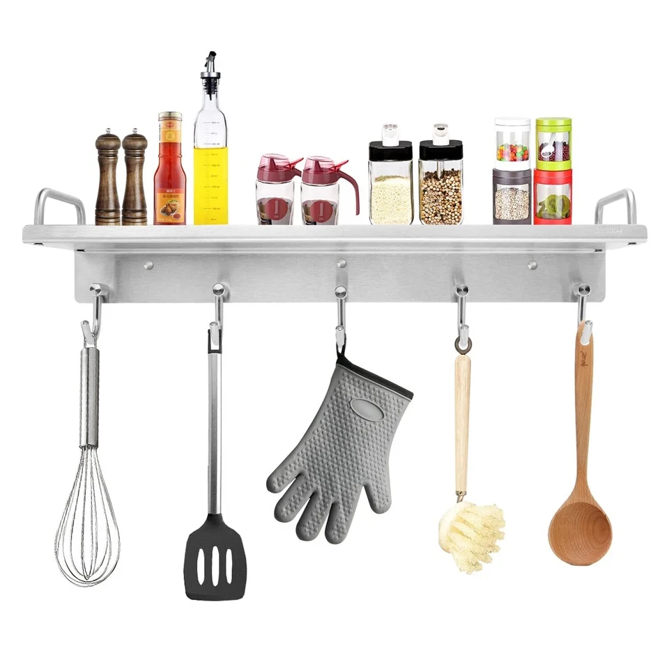 Estante para utensilios de cocina estante para especias con ganchos montaje en pared sobre el estante de la estufa S... Foto 1 de 1
