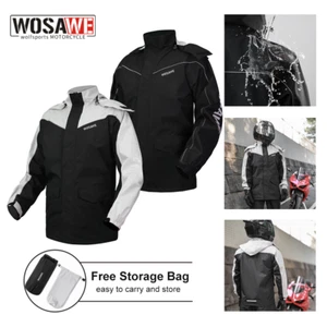 WOSAWE Unisex Adult Motorcycle Raincoats Windproof Waterproof Hooded Rain Jacket - Picture 1 of 15