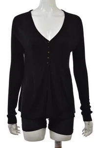 Suéter informal Boden para mujer talla 12 negro liso cuello en V manga larga - Imagen 1 de 5