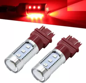 7443 Red LED Stop Brake Flash Strobe Rear Alert Safety Warning 12-LED Light Bulb - Picture 1 of 12