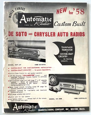 DeSoto 1958 vintage anuncio original radios automáticas DeSoto y Chrysler Foto 1 de 4