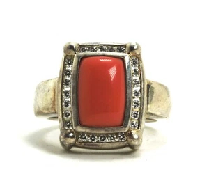 WK Whitney Kelly Sterling Silver Orange Onyx & CZ Ring, Size 9 - Picture 1 of 6