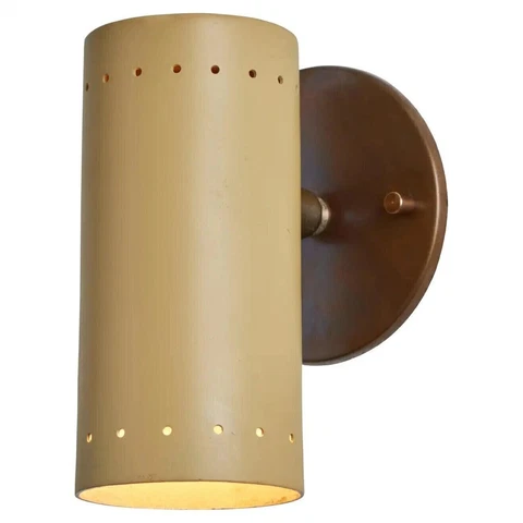 1 Pair 1960s Tito Agnoli Beige Metal and Brass Articulating Sconce for O-Luce LM Cover