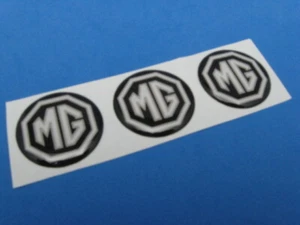 MG LOGO DOMED DECAL EMBLEM STICKER SET OF THREE #033 BLACK - Picture 1 of 1