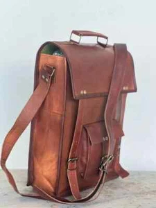 Brown Satchel Men's Bag Leather Sling Goat Genuine Messenger Vintage Shoulder - Picture 1 of 5