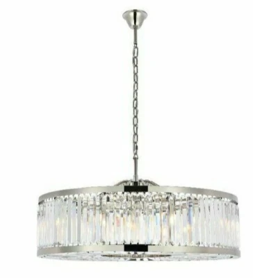 Lámpara de techo de cristal de níquel pulido para comedor de vestíbulo 43 pulgadas Foto 1 de 4