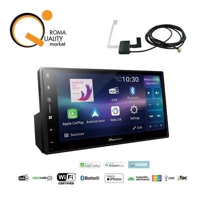 PIONEER SPH DA 77 DAB AUTORADIO MONITOR 6,8" WiFi BT APPLE ANDROID DAB+ ANTENNA - Immagine 1 di 2