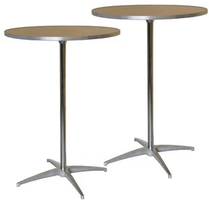 Wood Round Bistro Table 30in Adjustable Height Restaurant Cocktail Event 2 Pack - Picture 1 of 7