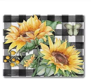 Tabla de cortar de vidrio templado Sunflower Fields de 3 mm 10” x 8” hecha en EE. UU. - Imagen 1 de 7