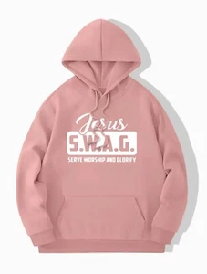 Small Pink Hoodie Sweatshirt Jesus Swag❤️❤️❤️🙏🙏 Savior God Lord Christian - Picture 1 of 10