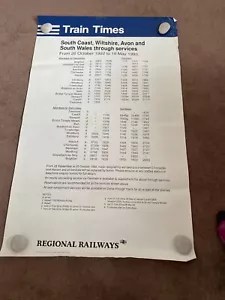 Póster Ferroviario Original "Train Times South Coast etc 1992/3 - Imagen 1 de 3