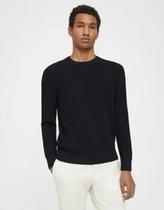 NWT Theory Men's Black Riland Fine Bilen Crewneck Sweater BLACK Pullover SMALL - Picture 1 of 6