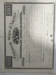 #83 Rare CSA $100 Confederate Bond Montgomery 1861 First Capital Issue Civil War - Bild 1 von 10