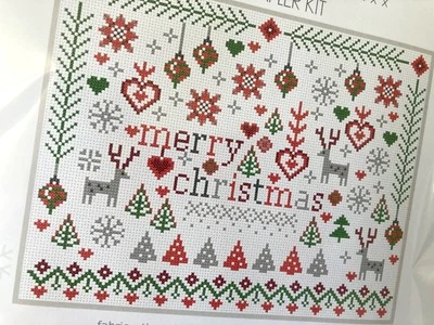 Counted Cross Stitch Kit LITTLE MERRY CHRISTMAS Sampler Aida 14 Riverdrift - Image 1 of 4