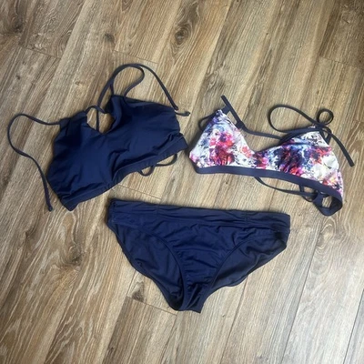 Conjunto de 2 piezas de traje de baño Athleta viaje playa aire libre colorido geométrico espalda deportiva Foto 1 de 4