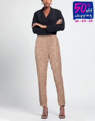 RRP €295 PINKO C-CLIQUE Tulle Trousers Size S Stretch Sequins Elastic Waist - Image 1 of 4