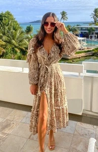 Spell & The Gypsy Collective Ada Gown Leopard Print Size M AU 10 US 6 rrp $350 - Picture 1 of 21
