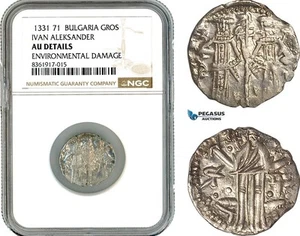 AK623, Bulgarien, Ivan Alexander, Gros ND (1331-71) Silber, NGC AU Det - Bild 1 von 1