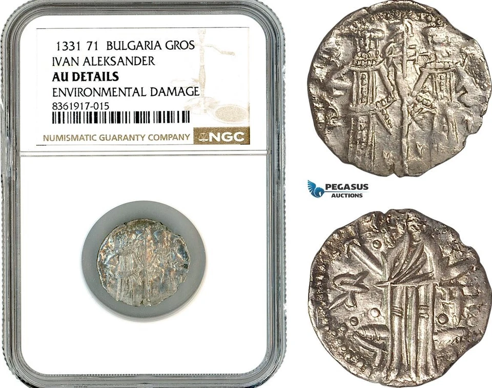 AK623, Bulgaria, Ivan Alexander, Gros ND (1331-71) plata, NGC AU Det Foto 1 de 1