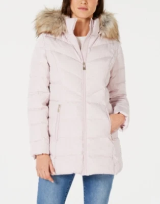 Abrigo acolchado con capucha con ribete de piel sintética INC International Concepts $195 talla M # 23A 30 Foto 1 de 4