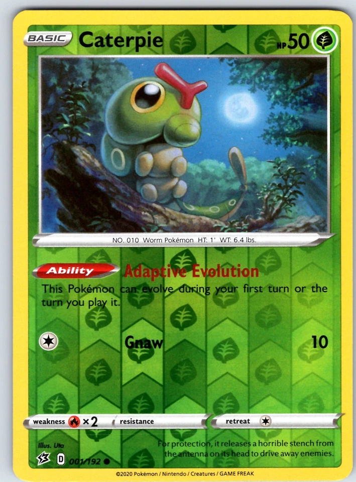 Caterpie Common SWSH02: Rebel Clash Reverse Holo 001/192 LP - Image 1 of 1