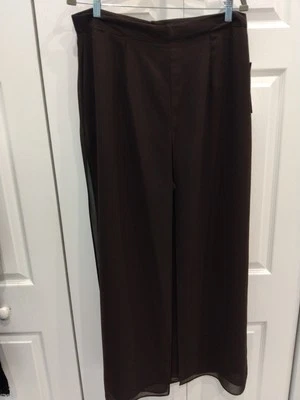  Pantalones de vestir de noche MSK para mujer talla XL marrón superposición transparente pierna ancha fluidos Palazzo Foto 1 de 4