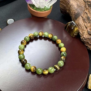 Handmade Adjustable For TIGER Eye Stone Bracelet for Wealth Unisex 8mm Beads - Picture 1 of 10