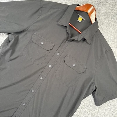 Eddie Bauer Shirt Men's LargeTall TL Travex Black S/S Button Up STRETCHY Fishing - Image 1 of 4