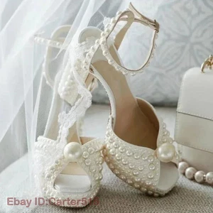 Shoes for Women Beaded Thick Heel Fish Mouth Sandals 35-41 High Heel Waterproof - Picture 1 of 15