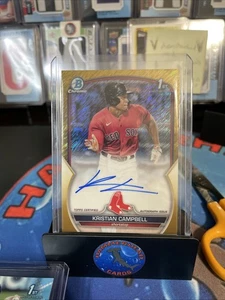 2023 Bowman Draft - Chrome Prospect Autographs Kristian Campbell Gold Wave 06/50 - Picture 1 of 8