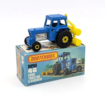Matchbox Lesney Superfast 46 Ford Tractor & Harrow In Blue (ALL YELLOW HUBS) MIB - Image 1 of 4