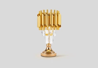 Opulent Noir Crystal Table Lamp Luxurious Desk Lamp Cascading Crystal Gold - Image 1 of 2