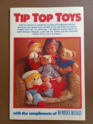 Woman’s Weekly Tip Top Toys Jean Greenhowe Nursery Characters Sewing Pattern - Image 1 of 3