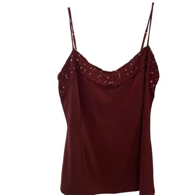 The Limited Camisole 蕾丝亮片上衣勃艮第 M 码 — 第 1/4 张图片