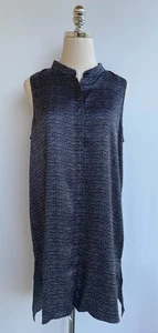 EILEEN FISHER Kleid Seide gepunktet Etuikleid Tank ärmellos schwarz Gr. M - Bild 1 von 8