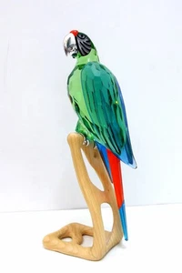 Estatuilla Swarovski Cristal Paraíso Pájaros 685824 Guacamayo Grande Cromo Verde JAPÓN - Imagen 1 de 12