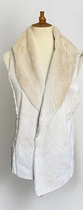 Chicos Vest Coat Faux Suede Fur Shawl Collar Tan Cozy Womens Large Size 2 - Picture 1 of 9